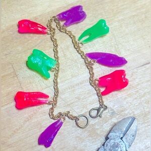 NWT Fluorescent Teeth Charm Bracelet - Handmade by me
